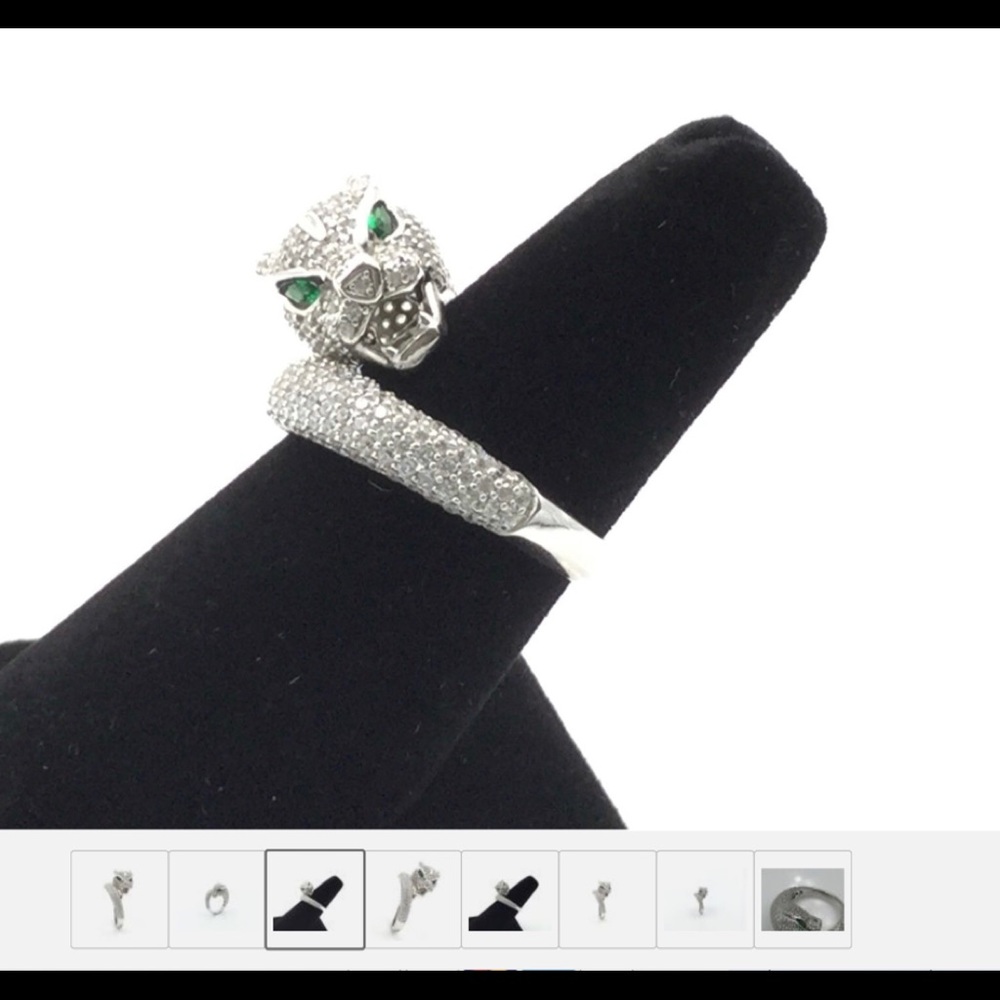 .925 RHODIUM PLATED SILVER CZ COCKTAIL RING SZ 7.5